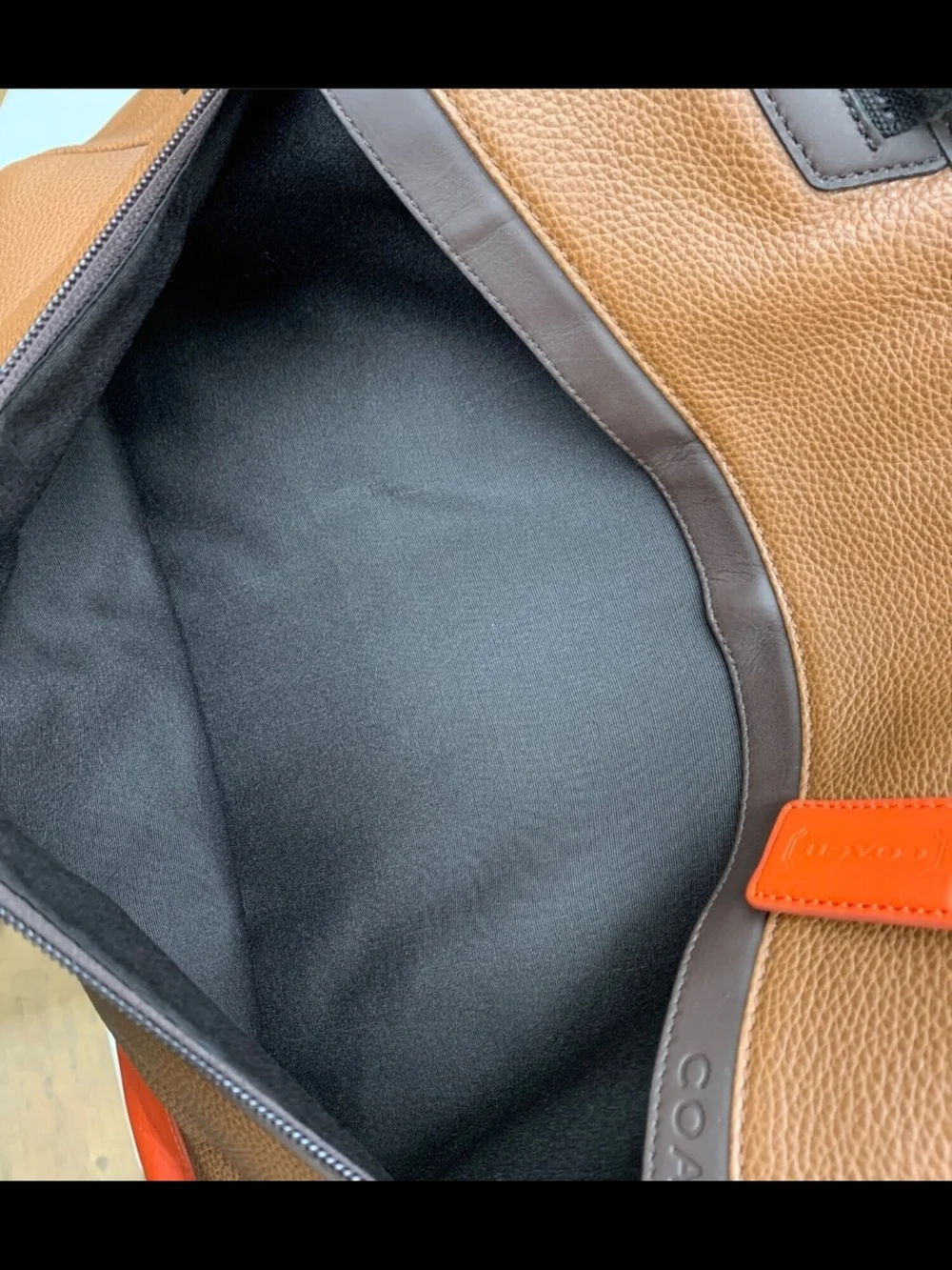 Coach Camden Leather Weekend Tote Travel Messenger Bag Brown Saddle Papaya